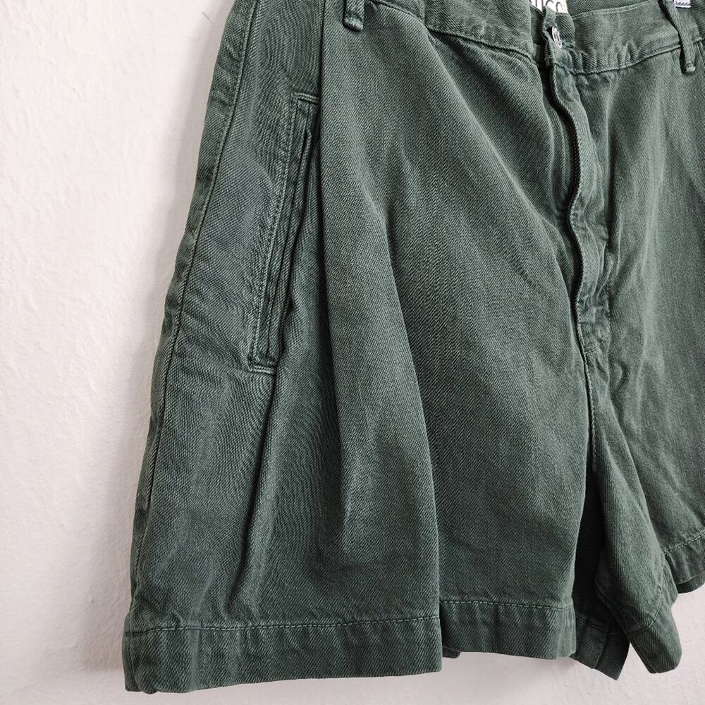 NWT Etica Max Pleated High Waisted Denim Shorts Seaweed Olive Green 31 - Picture 4 of 11